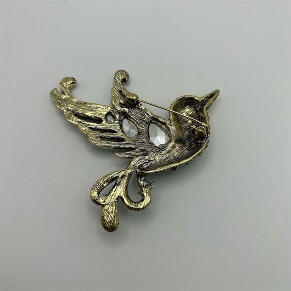 Vibrant Purple, Blue & Green Hummingbird Rhinestone Large Statement Brooch - Picture 5 of 9